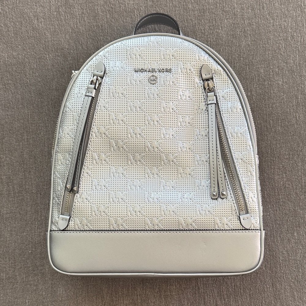 Michael Kors Metallic Silver Backpack